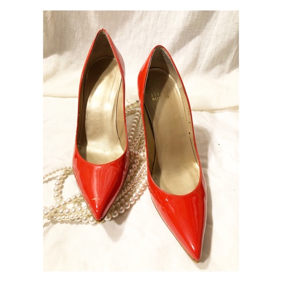 Stuart Weitzman Orange Patent Leather Pumps - Picture 7 of 7